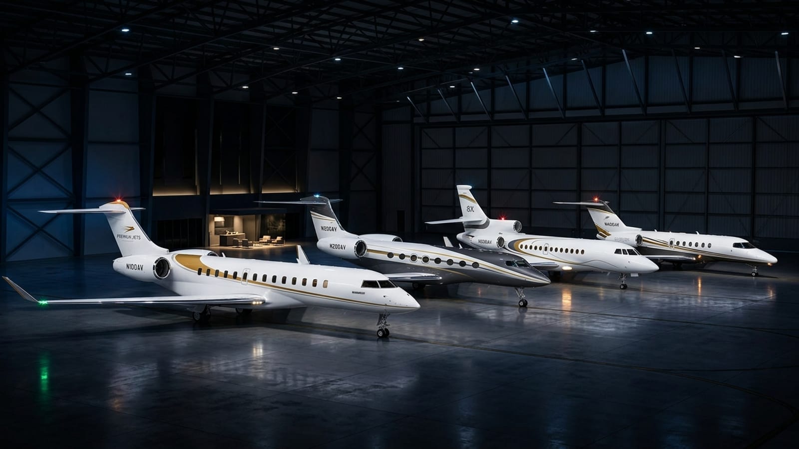Aircraft fleet categories including light jets midsize and heavy jets