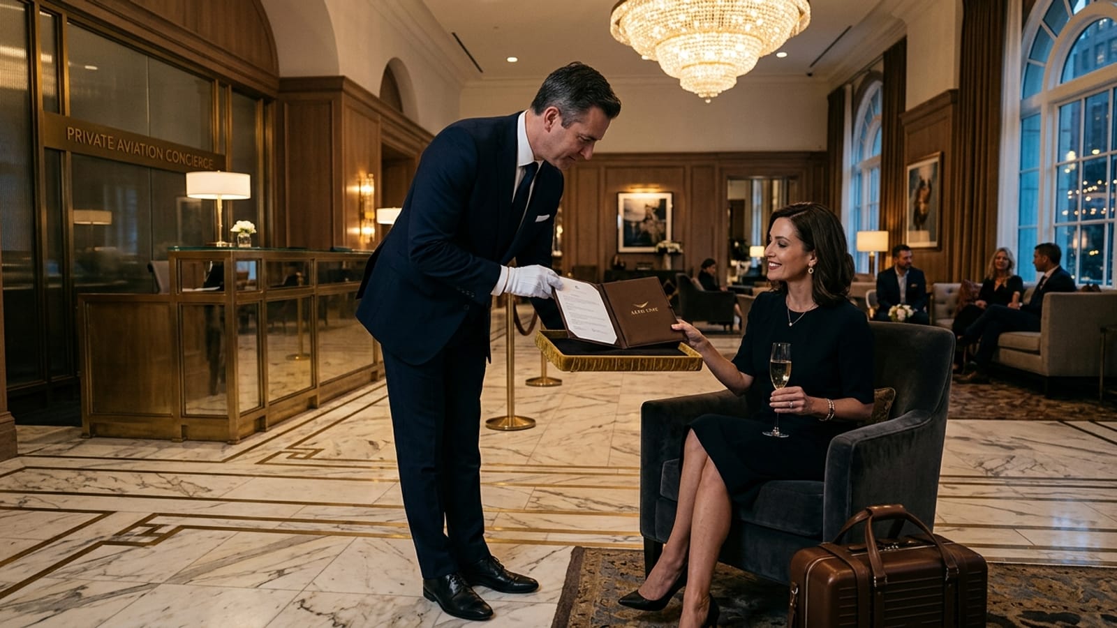 VIP concierge team arranging luxury aviation travel experience